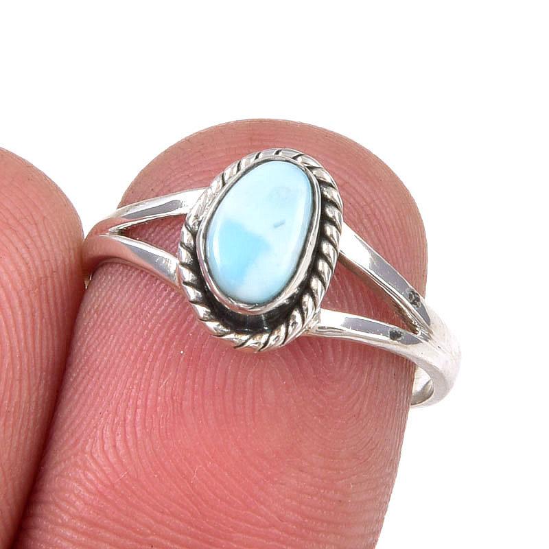 

Natural Republic Larimar Gemstone Handmade 925 Sterling Silver Ring Size 7 e3m50