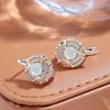 Trendy Green Natural Zircon Drop Earrings For Women  Rose Gold Color Unusual Geometry Bride Earrings Wedding Jewelry