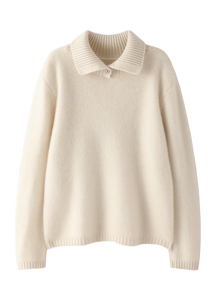 Women's Pure Wool Cashmere High Neck Pullover - Autumn/Winter Warm Long Sleeve Sweater