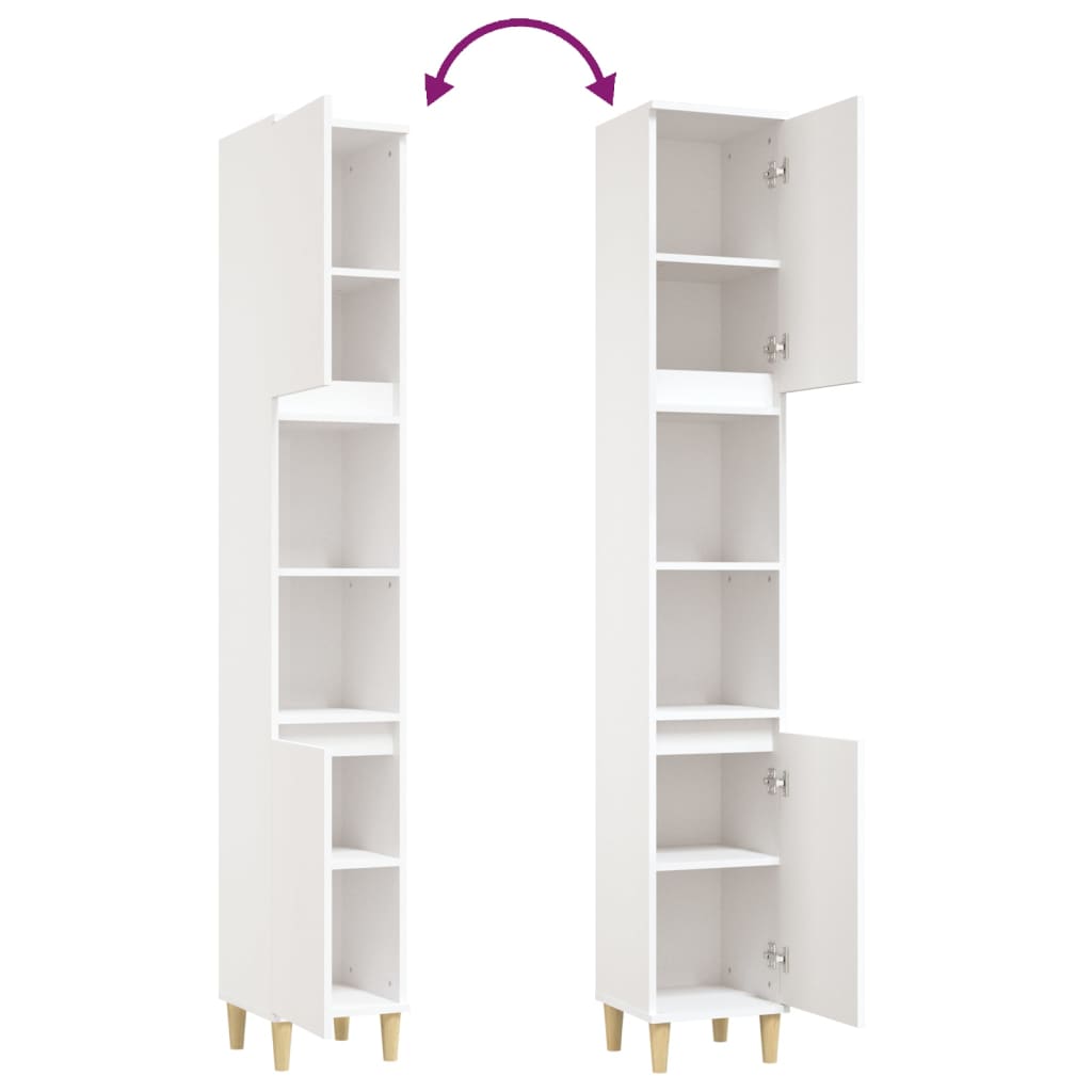 Bathroom Cabinet White 30x30x190 cm Particleboard