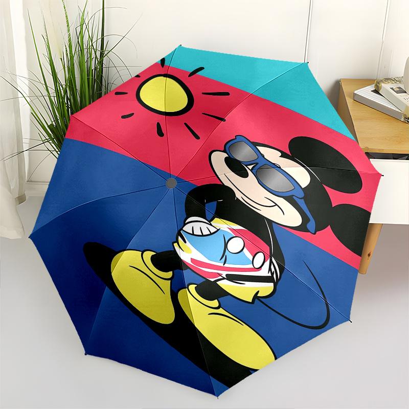 

1pc Sunshine Mickey Automatic Folding Umbrella: Compact 8-Bone Design Cartoon Outdoor Travel Companion, Business Umbrella, Christmas Valenti