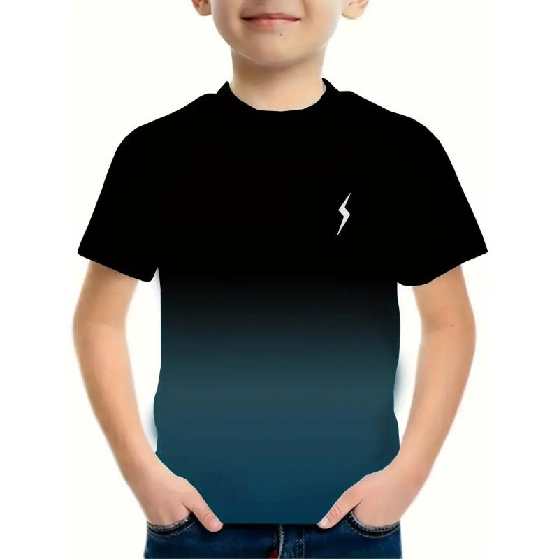 Kids T-shirt 3d Print Summer New Boys' 3D Sexy Design Gradient Round Neck Short Sleeved T-shirt