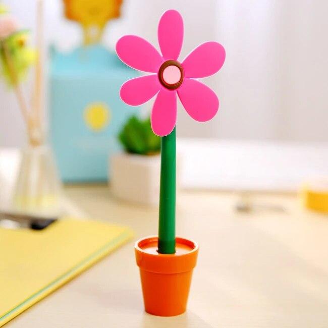 1 Piece Potted Plants Sunflower Ballpoint Pen Cute Kawaii Stationery Office School Supplies Creative Gift Funny