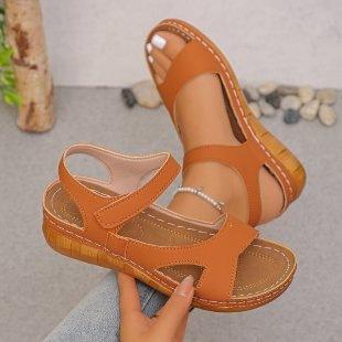 Damen Sommersandalen mit offenen Zehen und Schnallen-Knöchelriemen, Plateau-Keilabsatz, Bequeme rutschfeste Sandalen zum Gehen, Strandschuhe für Damen, Lässige elegante Schuhe