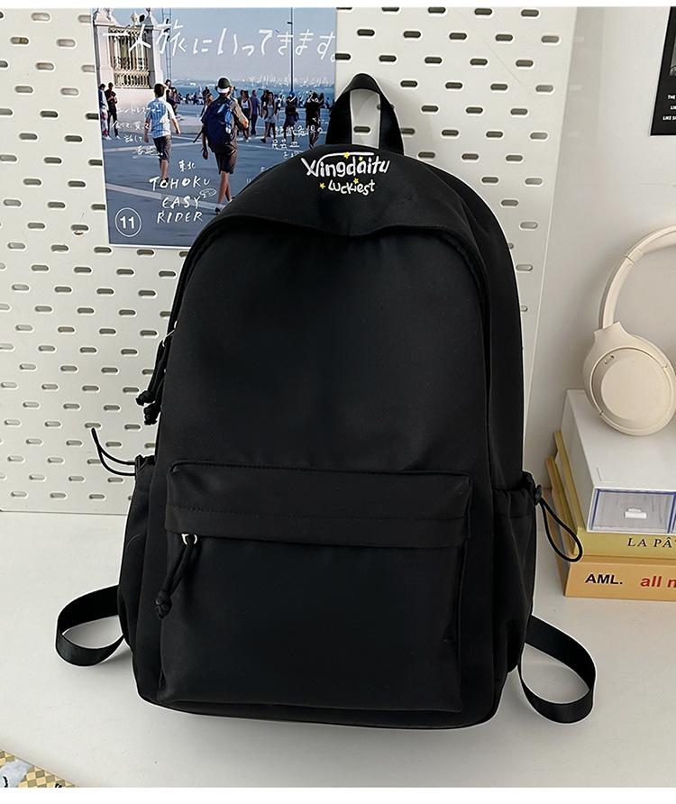 School bag letter simple Mori backpack ins style casual versatile commuter college student school bag large capacity solid color backpack