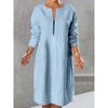 Winter New European and American Solid Color Casual Sweater Zipper Long Sleeve Dress Women's Clothing