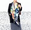 Women Twill Silk Shawl Large Square Scarf 130*130cm Rose Floral Design Oversize Scarves Lady Gifts Present Scarves
