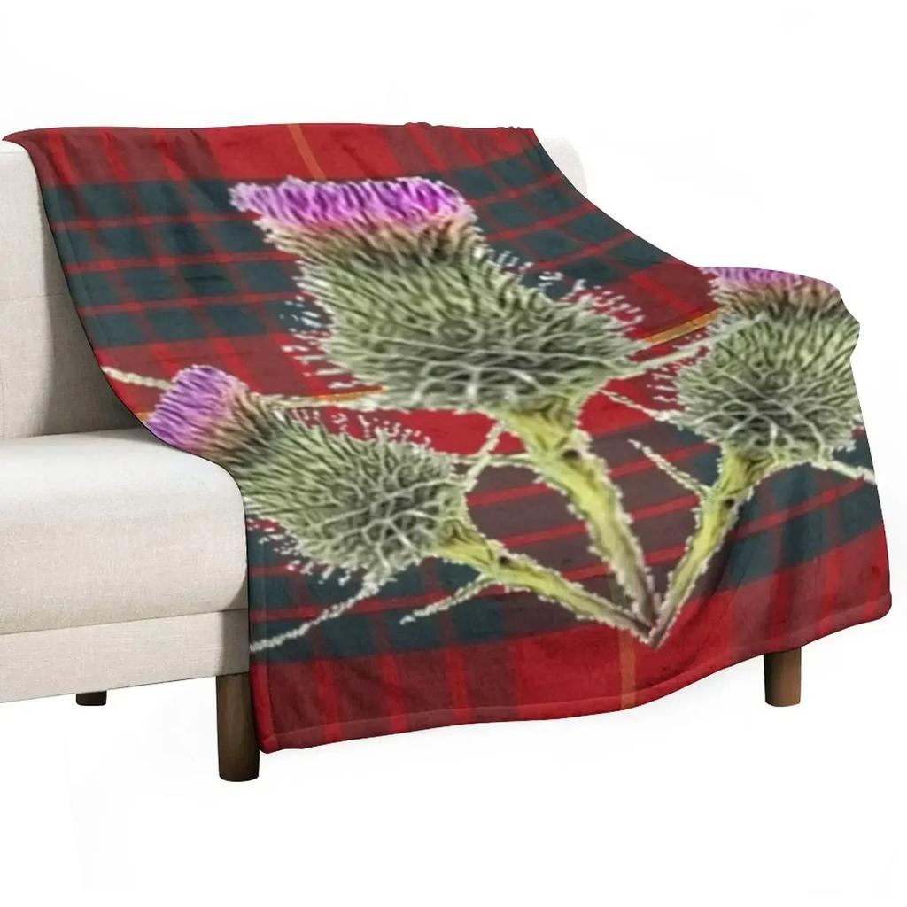 SCOTTISH THISTLES ON CAMERON CLAN TARTAN Throw Blanket Ultra Plush Cozy Blanket for Napping Sleeping