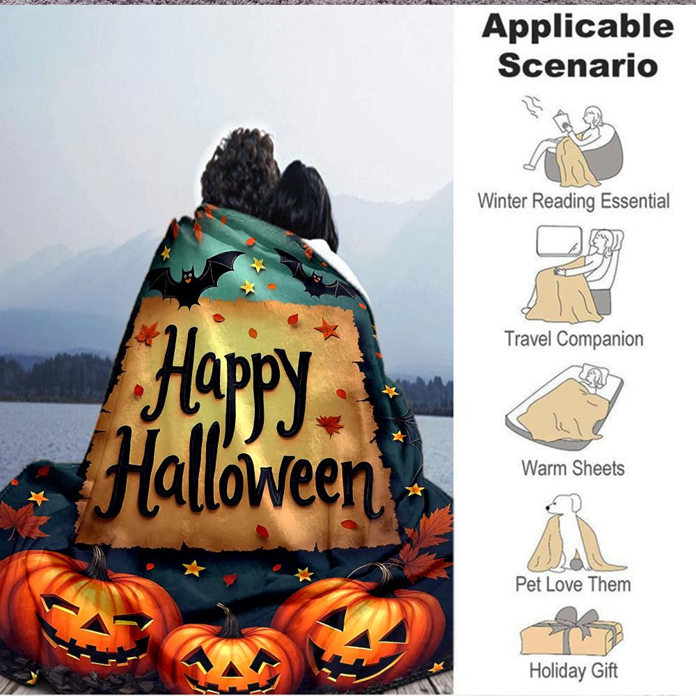 1pc Halloween Decorations Blanket, Lightweight Flannel Throw For Sofa, Bed, Travel, Camping, Livingroom, Office, Couch, Chair, And Bed,
