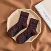 Vintage Dark Pattern Mid-Calf Slouch Socks with Embossed Flowers - Trendy Casual Wear for Spring and Autumn