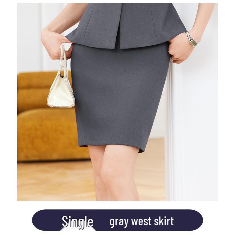 Women's Short Sleeve Black Blazer & Skirt Suit Set - Summer 2024 High-End Professional Workwear