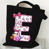 Halloween personalized print student canvas bag tutoring bag 26 letters fashion shoulder bag women large capacity