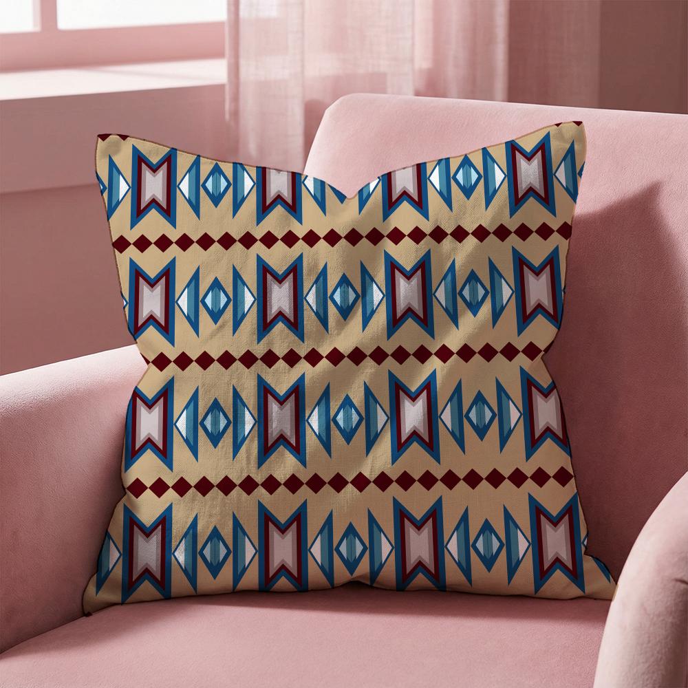 Native Fabric Pattern Cushion Cover Multi-Scene Pillow Cover for Home & Car - Reversible, Soft & Durable for Daily Use
