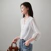 SOFSIL 2026 Spring French Style V-Neck Seven-Sleeve Blouse