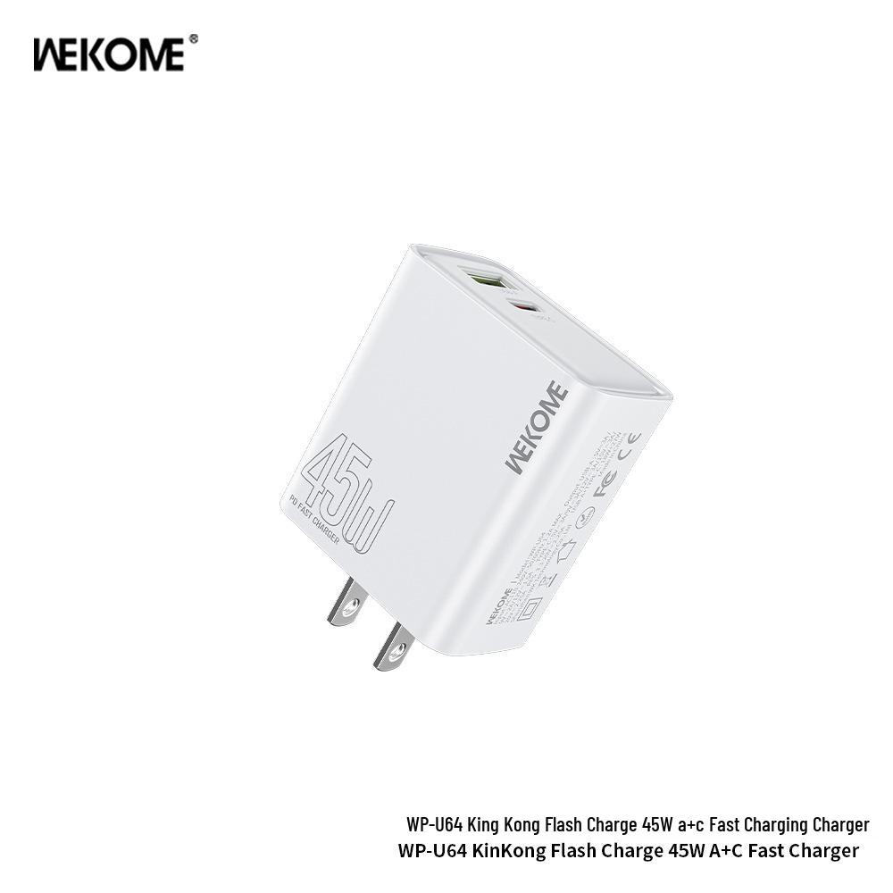 Wekome 45W Dual-Port Flash Charger - Fast, Low-Temp Charging for US/EU/UK Devices