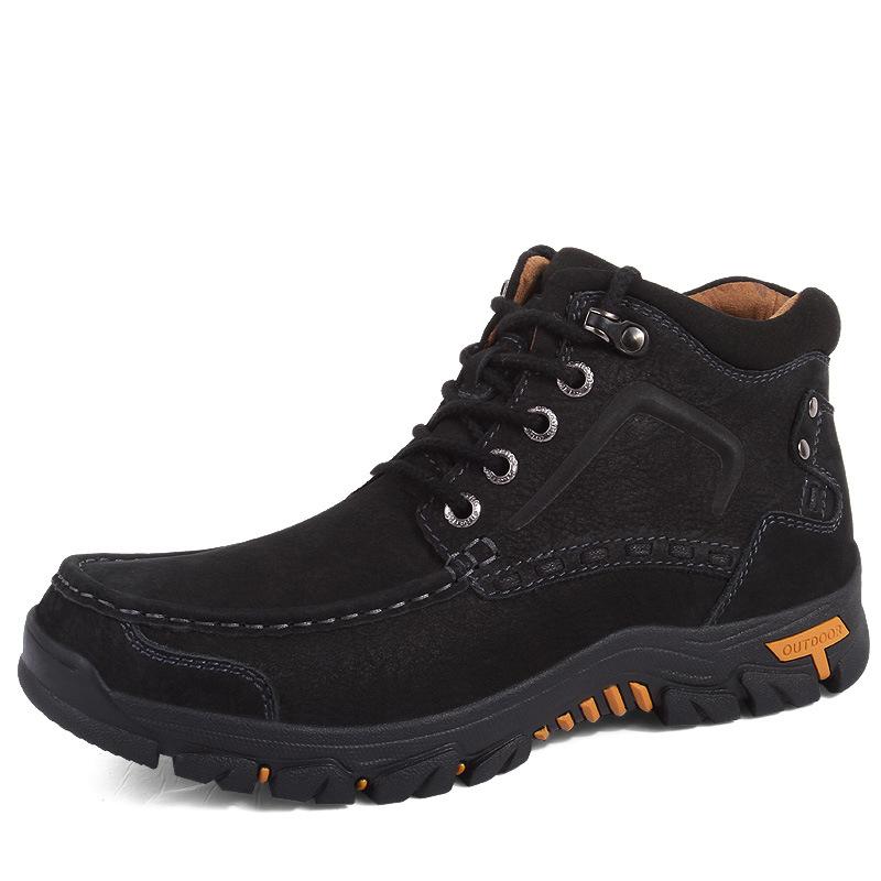 

Осенняя мужская обувь из первого слоя коровьей кожи в стиле ретро, дышащая, на низком каблуке, одинарная, обувь для улицы, рабочая обувь, источник происхождения 47 чёрный