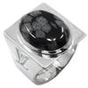 LOUIS VUITTON Chevalier Snow Flow Ring M64903 Silver925/Obsidian #9.9(US Size) 22.0g mens Used