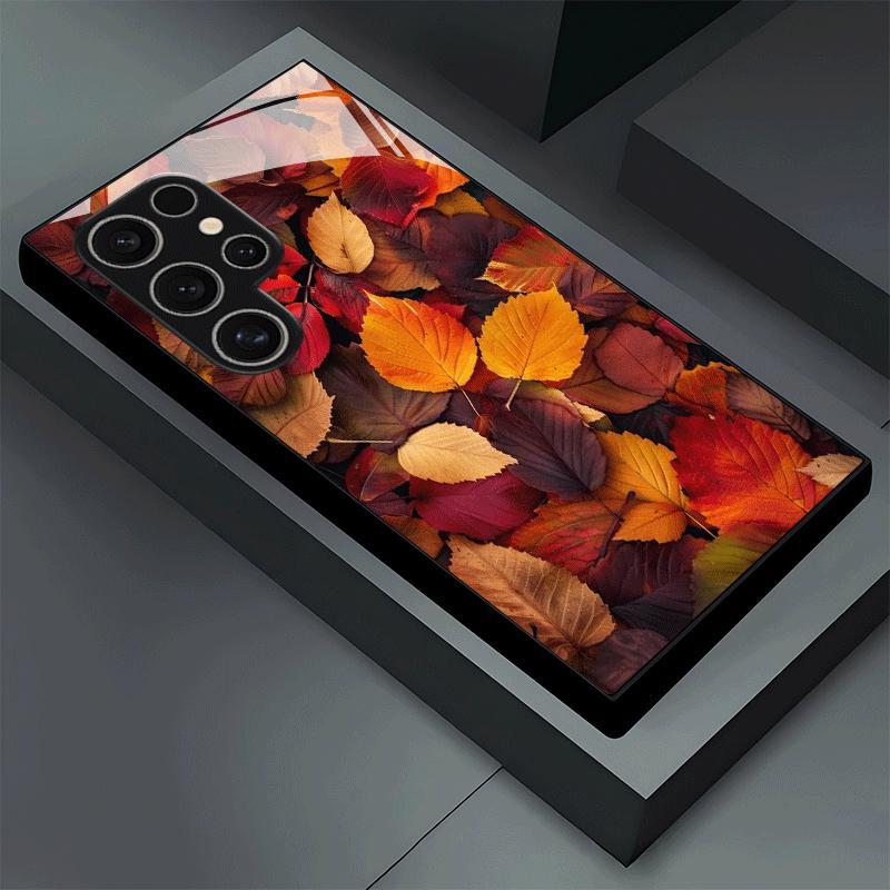 Maple Leaf Exquisite luxury High-end PhoneCase Glass PhoneCase for Samsung Galaxy S26 S25 S24 S23 S22 S21 FE Ultra Plus