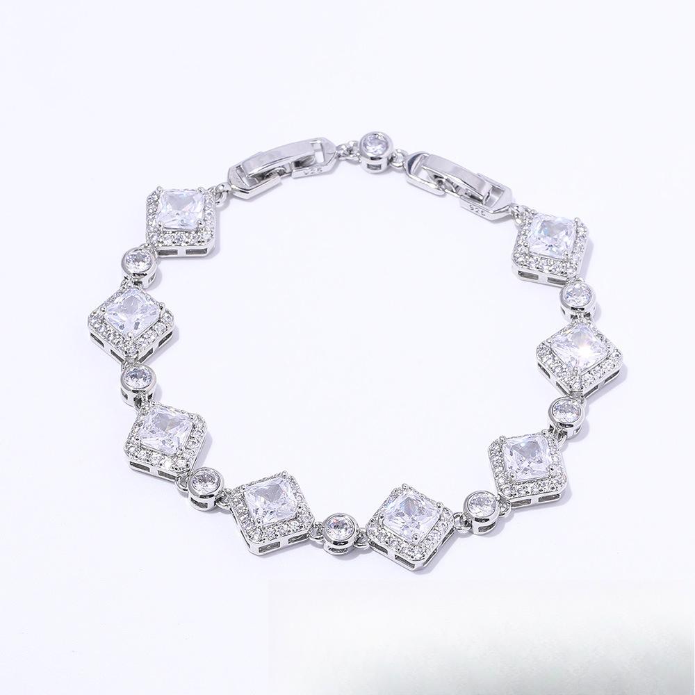 Simple Temperament Geometric Quadrilateral Zircon Bracelet Brass Gold Plated Jewelry