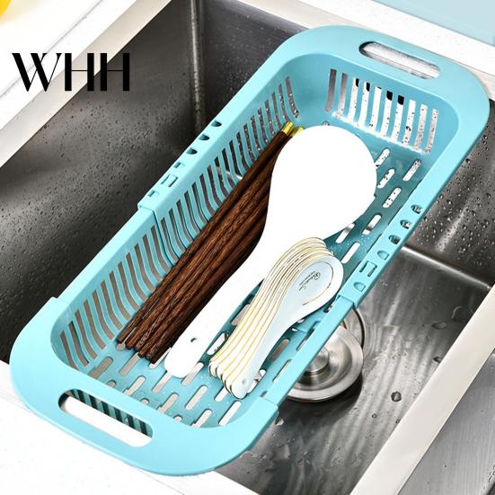 Kitchen Utensil Drainer Retractable Drain Basket Over-the-sink Multifunction Food Grade Extendable Fruit Vegetable Durable Sink Washing Colander
