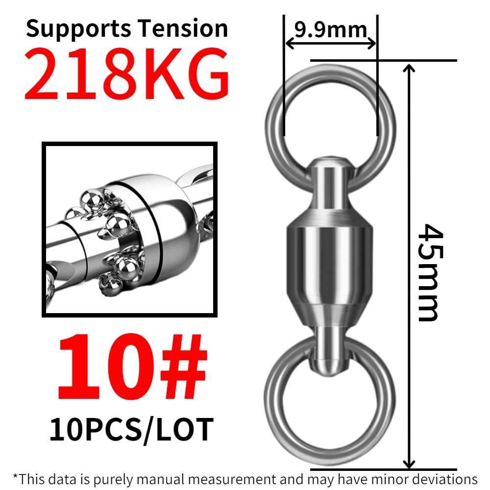 10PCS Ball Bearing Stainless Steel Fishing Connector Swivel Solid Rings For Trolling Bait Lure Tools Seawater And Freshwater 4