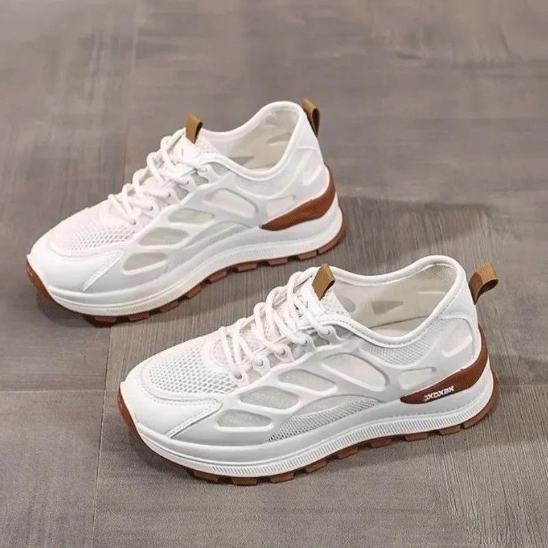 

Fashion New Fashionable and Versatile Dad Shoes 2025 Summer Trend Thick Soled Height Raising Shoes Mesh Breathable Casual Sports Shoes 35 хаки