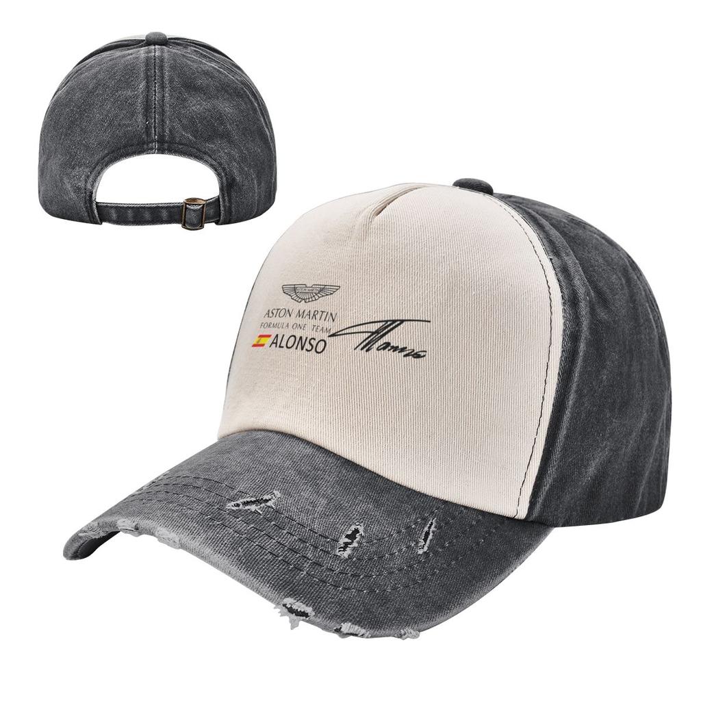 Fernando Alonso Signature Baseball Cap Adjustable Washed Vintage Cotton Denim Distressed Hat for Women Unisex