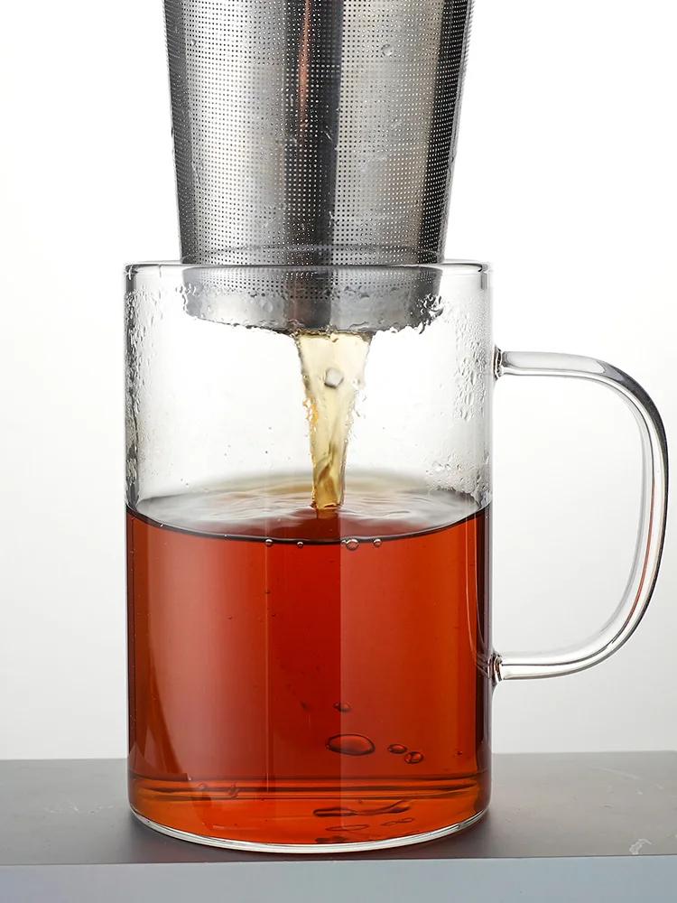 large capacity Tea separation cup Teacup Office with handle Stainless steel tea filter home creative drinking cup dustproof lid