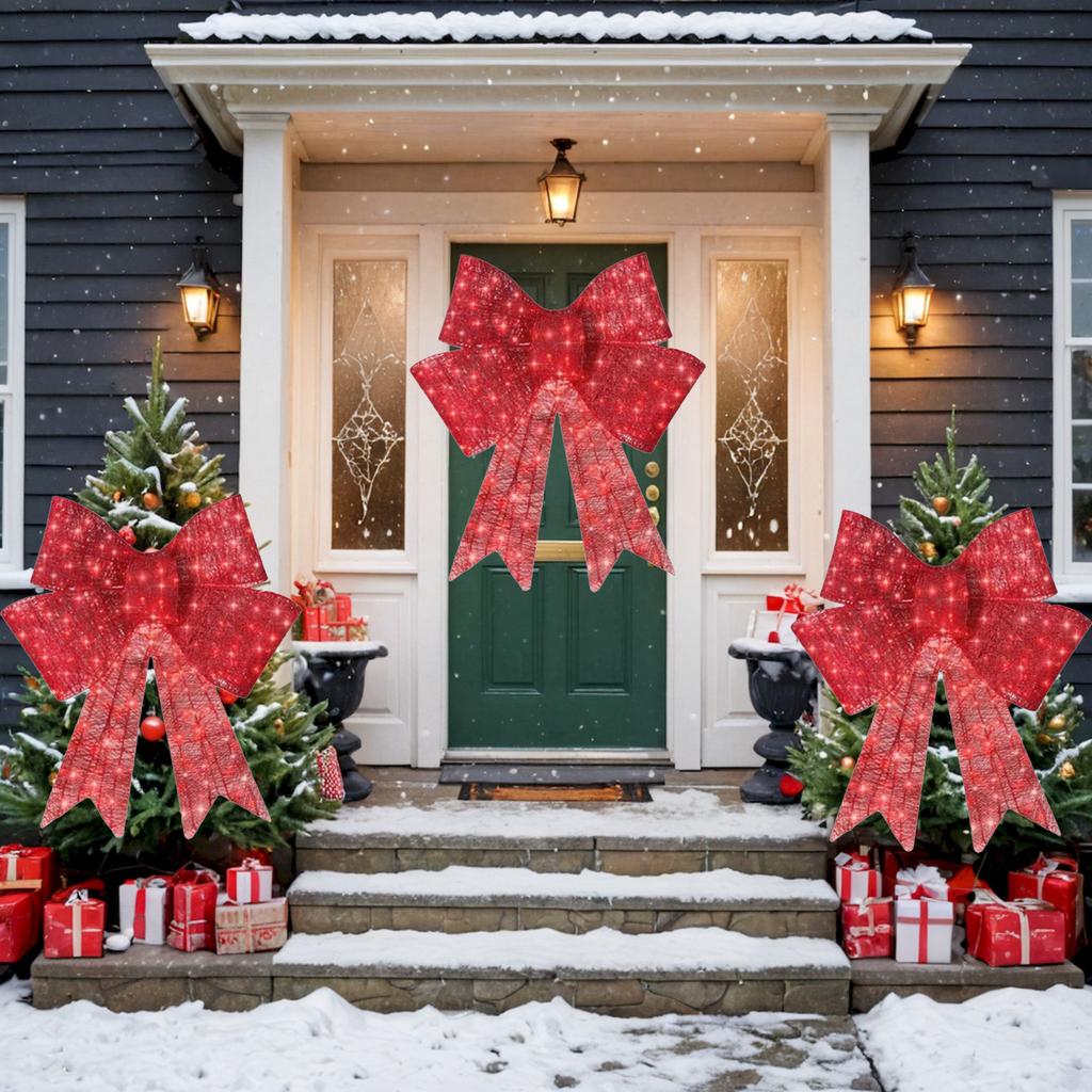 Christmas Bow, Large Outdoor LED Lighting, Holiday Decoration