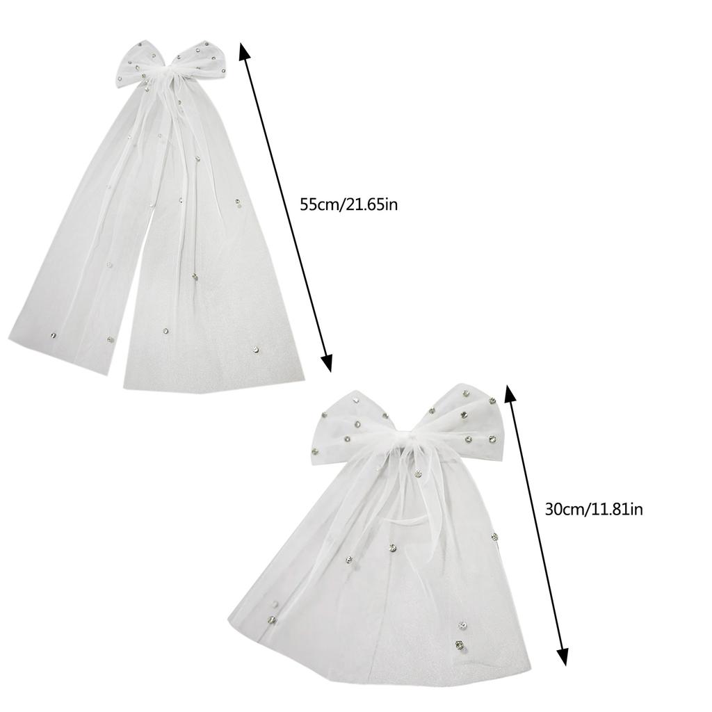 Short Design Rhinestones Bowknot Veil Hairpiece Comfortable Hair Clip For Bridesmaid Or Bride At Engagement Parties