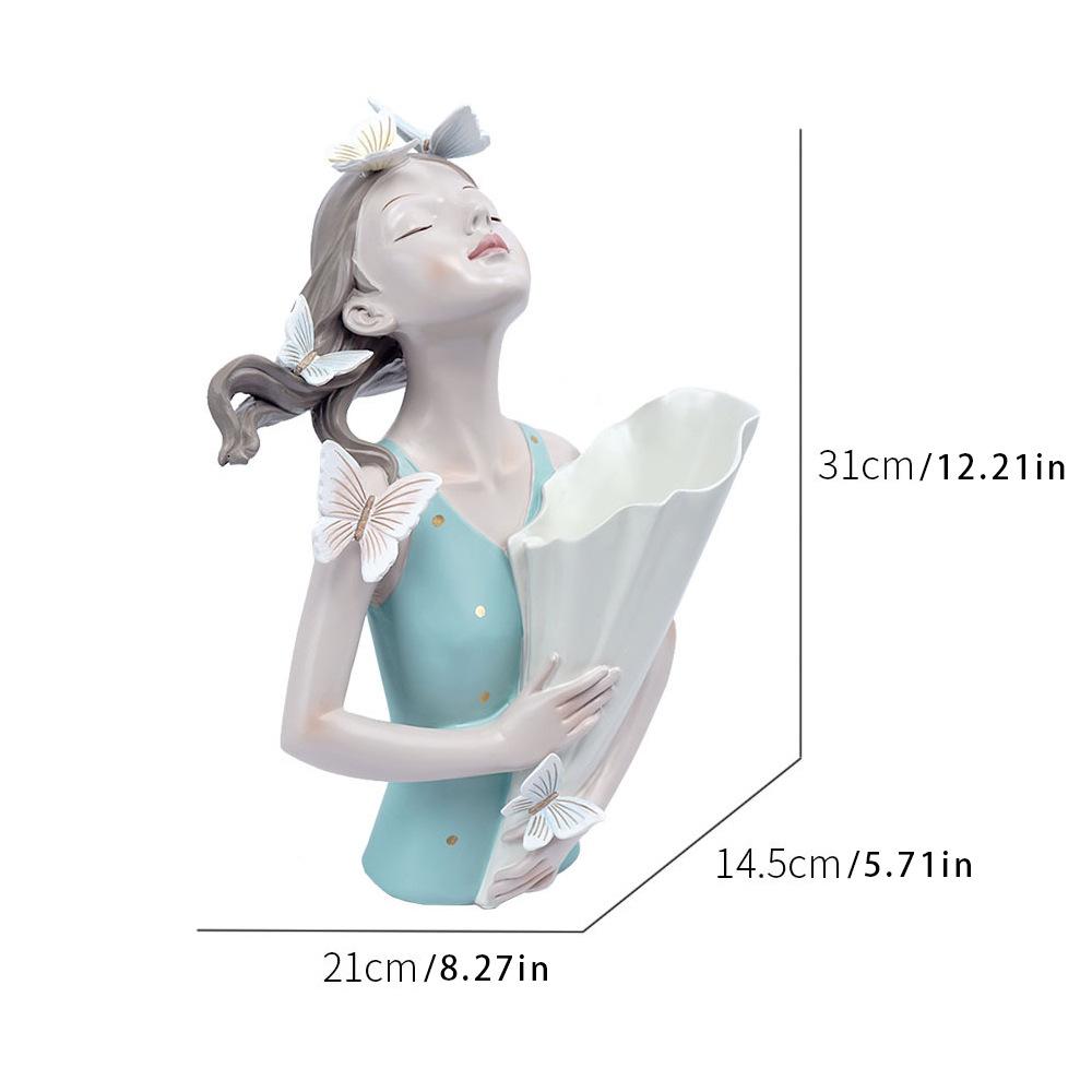 

Креативная скандинавская мода бабочка девушка букет смоляной цветочный горшок ваза сухоцветы легкий роскошный мягкий декор орнамент Green polka dot