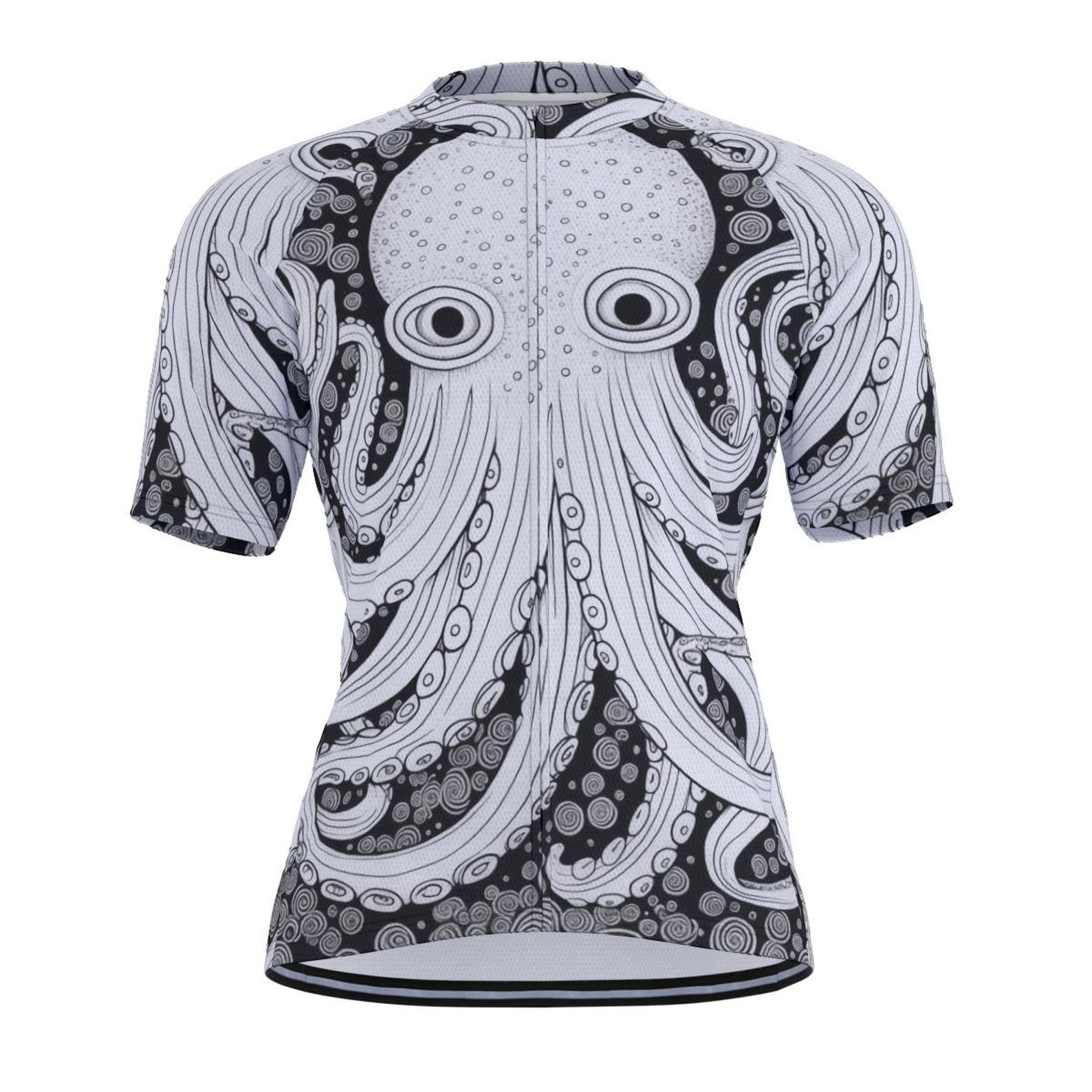 Octopus Cycling Jersey for Men: Breathable Fitted Bike Shirt S