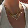 European/American Stainless Steel Diamond-encrusted Eye Necklace High-end Sense Niche Retro Collarbone Chain Titanium Steel Item Jewelry Women