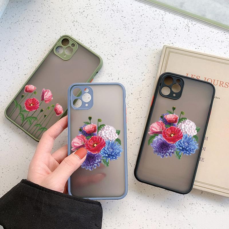 Poppies Flower Print Phone Cases for iphone 7 8 Plus SE 2020 For iPhone 15 14 11 12 13 Pro Max X XS XR Matte Shockproof Cover