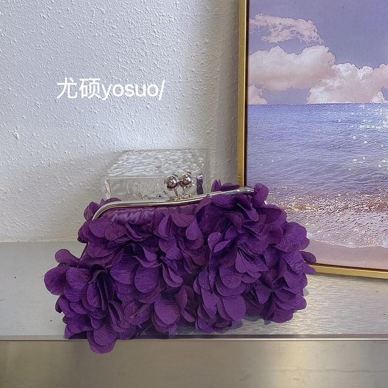 Elegant Floral Handheld Crossbody Bag Women Small Square Canvas Clutch With Lock Sweet Chic Style Wedding Party
