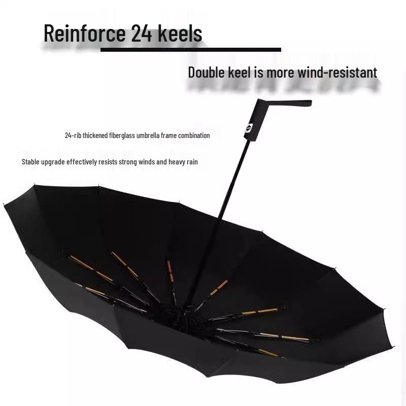 24-Rib Compact Automatic Umbrella for Women - Dual Sun & Rain Protection, Sturdy Mini Design with Copper Black Coating