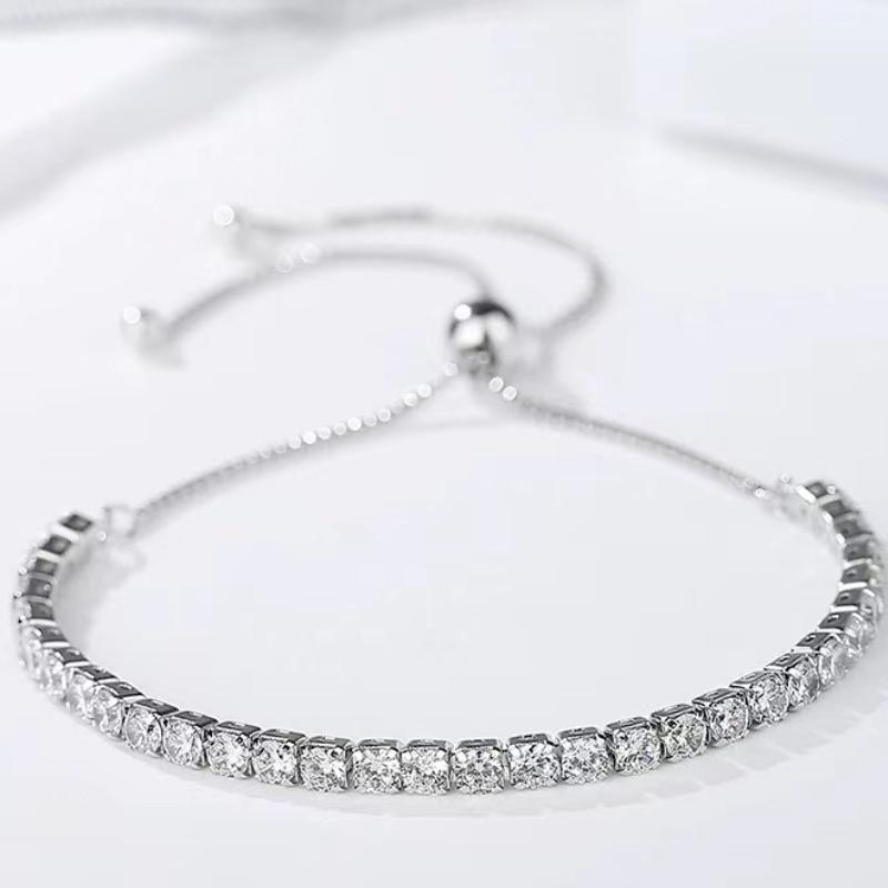 Silver Color Inlaid Zircon Bracelet for Women New Fashion Elegant Tennis Chain Party Jewelry Gifts