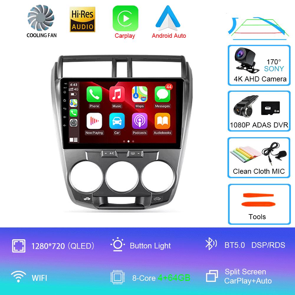 Car Radio Android 14 Carplay Multimedia Player For Honda City 2008 2009 2010 2011 2012 2013 2014 Autoradio Stereo 2din Head Unit