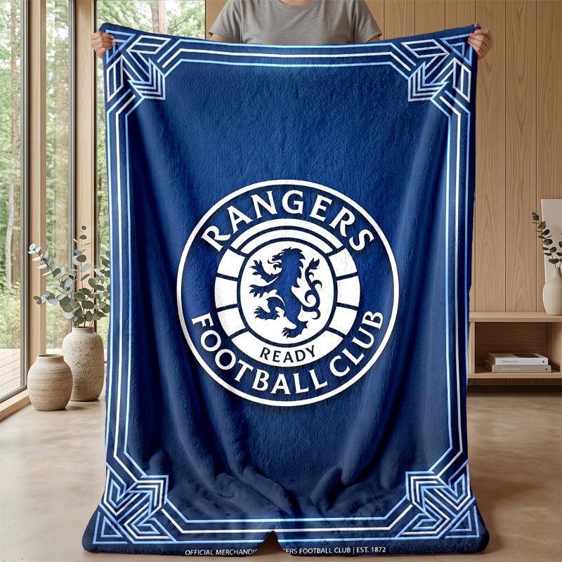 Rangers FC Weiche Flanell-Fleece-Decke Leicht Gemütlich Warm Überwurfdecke für Sofa Bett Heimdekoration