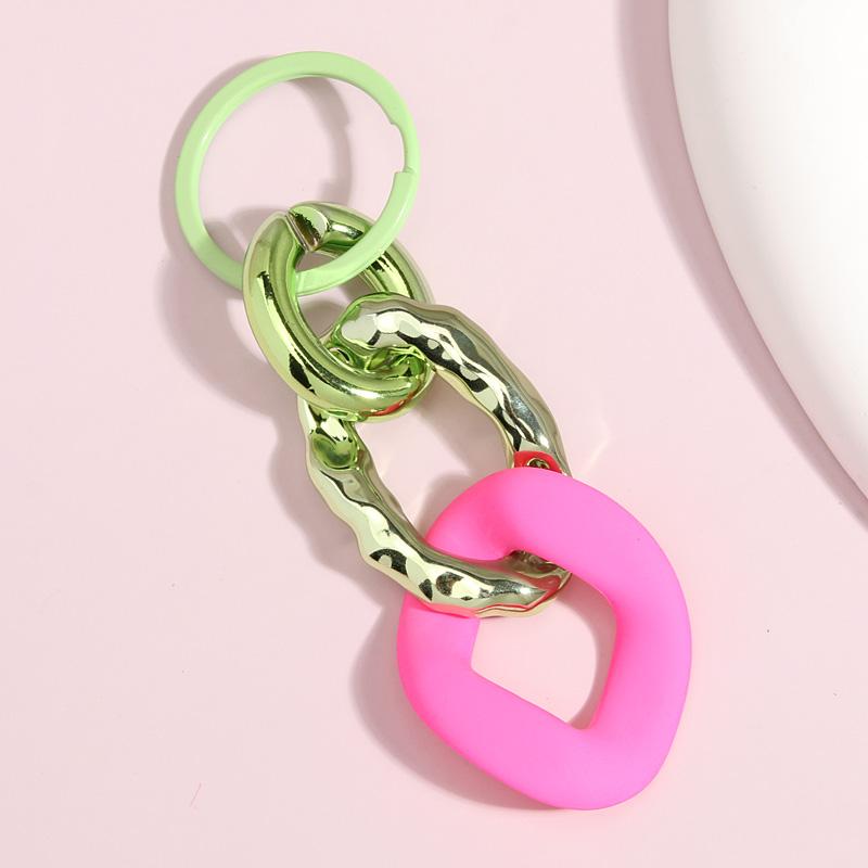 Colorful Acrylic Plastic Link Chain Keychain Creative Handmade Key Ring For Women Men Handbag Accessories DIY Friendship Gifts