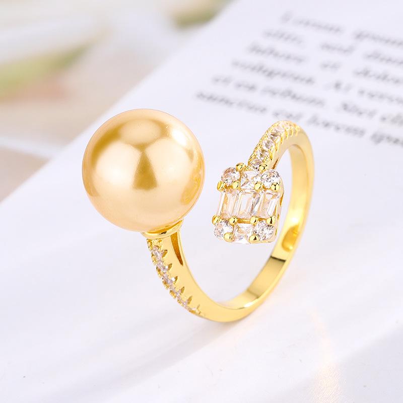 

Ювелирные изделия Медь Платиновое покрытие Жемчуг Регулируемое кольцо Женщины 12 мм