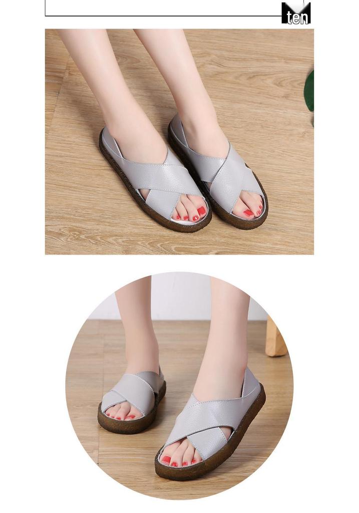 Korean Style Women's Cross Strap Sandals - Large Sizes for Mothers and Pregnant Women