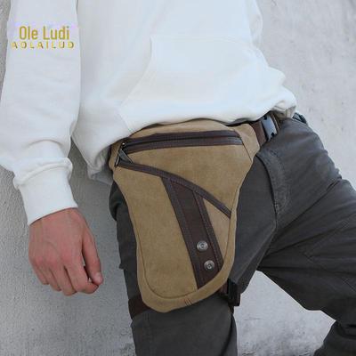 Bolso de Pierna de Lona Retro para Hombre - Bolso de Hombro y Bandolera Resistente al Desgaste