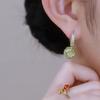 Premium Green Diamond Ball Opal Earrings Light Luxury Niche Design Ear Buckle Earrings New Trendy Earrings