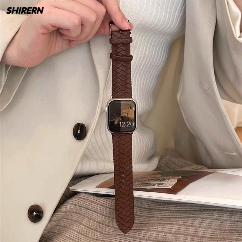 

Шкіряний ремінець із креативним плетеним візерунком для Apple Watch 41 мм 40 мм 44 38 мм 42 45 Шкіряний ремінець для дівчаток для iwatch Series 8 7 SE 6 5 4 42mm 44mm 45mm 49mm