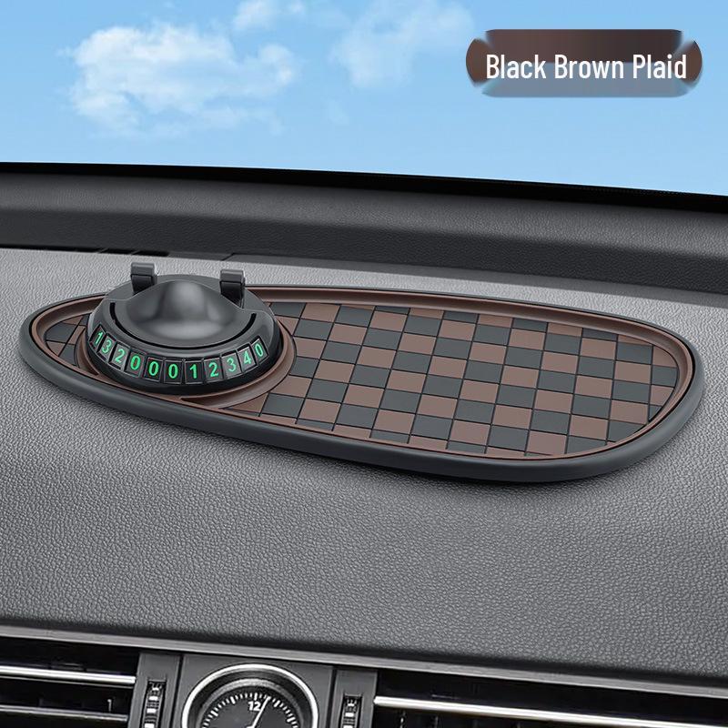 Multi-function Anti-Slip Car Mat with Phone Holder & Parking Number Plate
