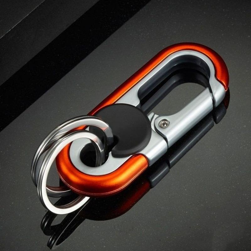 Men's Double Ring Keychain Fashion Business Key Holder Metal Key Buckle Car Styling Accessory Gift