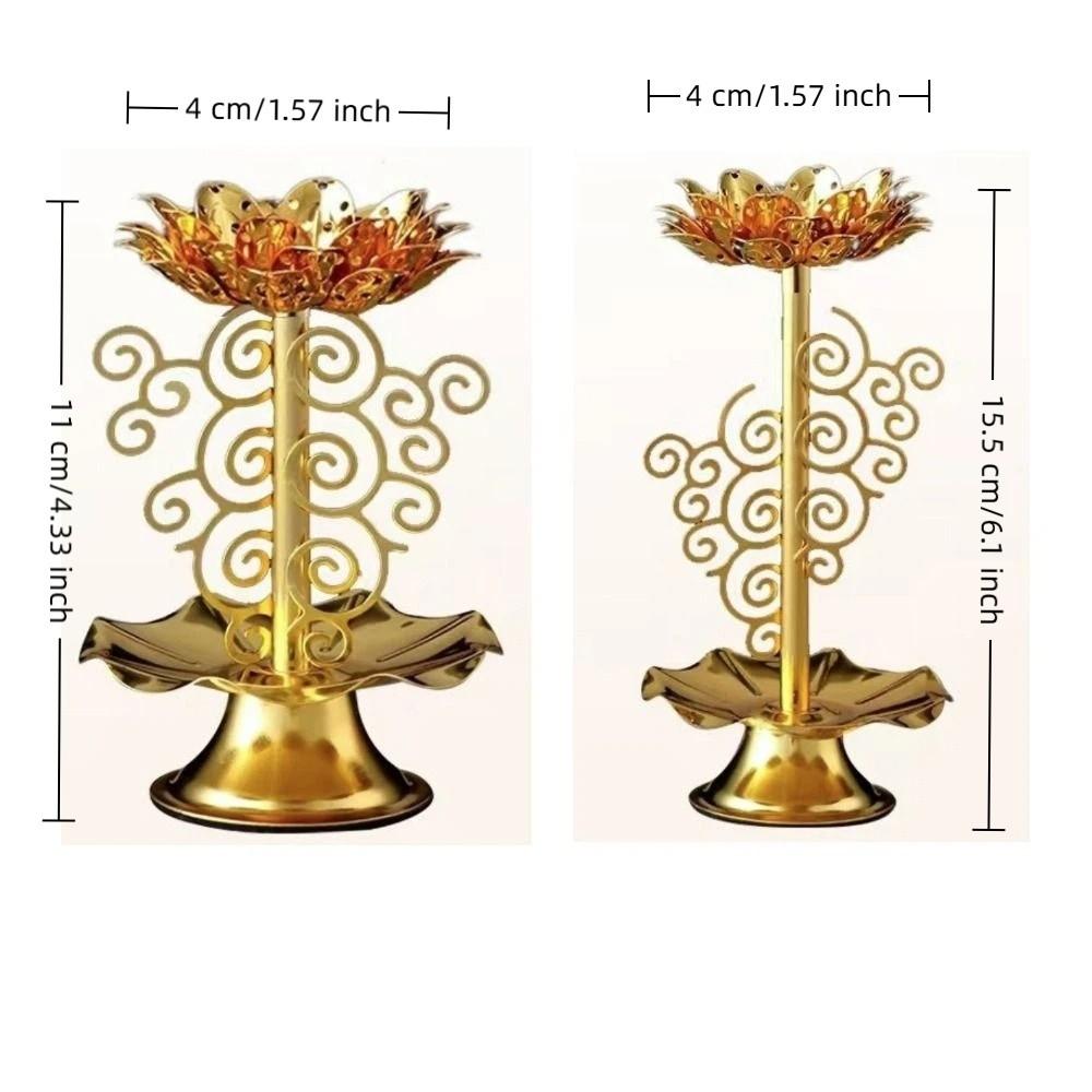 Zinc Zinc Alloy Lotus Candlestick Exquisite Gold Candle Holder Butter Lamp Holder  Table Centerpiece