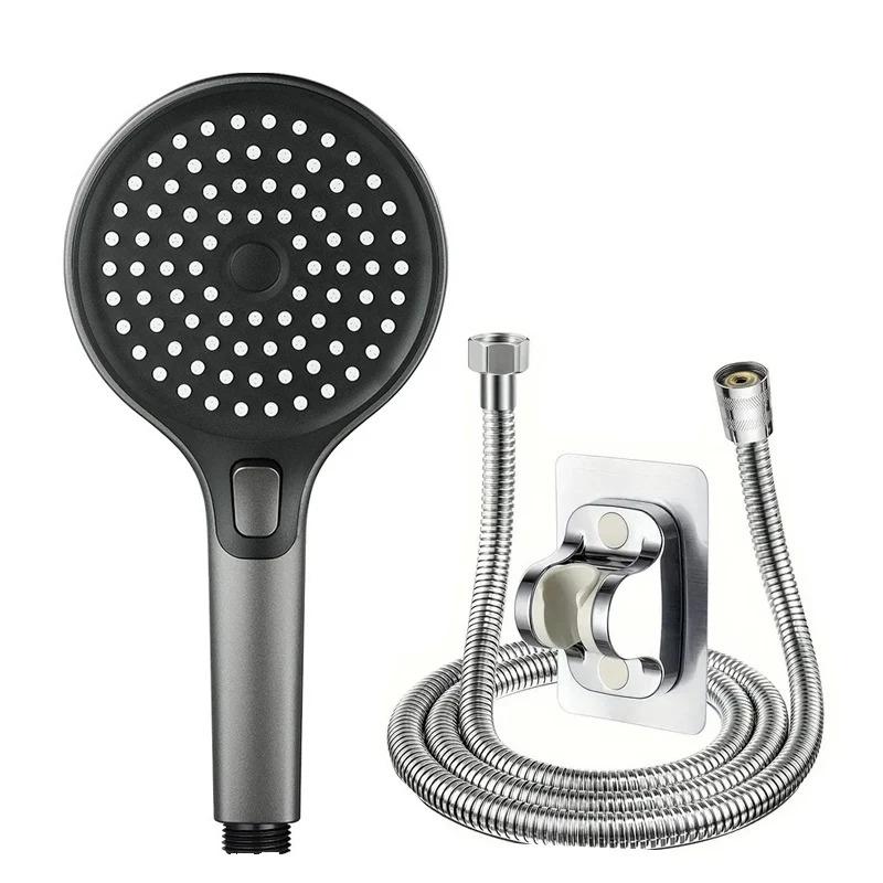 New Round Booster Shower Head Three-speed Large Panel Handheld Shower Head Home Bath Shower Set