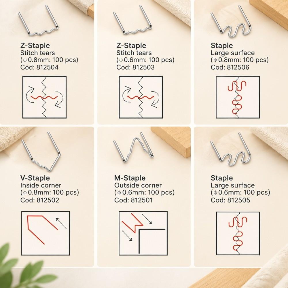 800pcs Precut Hot Staples Welding Rods 0.6mm-0.8mm Hot Wave Flat Staples For Plastic Welding